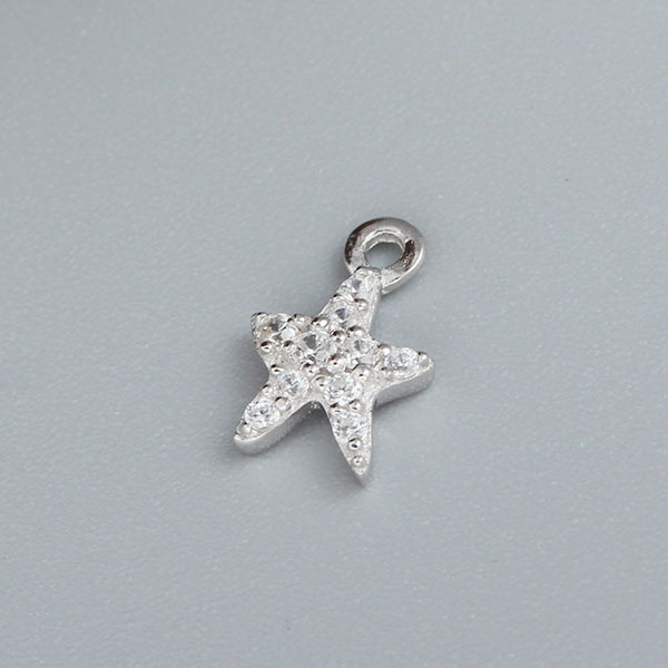 925 Sterling Silver Cubic Zirconia Paved Shining Star Charm