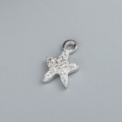 925 Sterling Silver Cubic Zirconia Paved Shining Star Charm