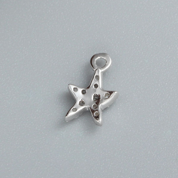 925 Sterling Silver Cubic Zirconia Paved Shining Star Charm