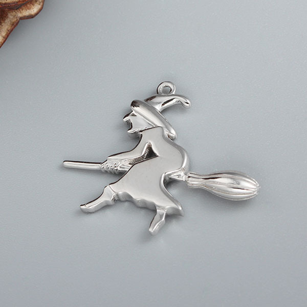 925 Sterling Silver Halloween Witch Charm