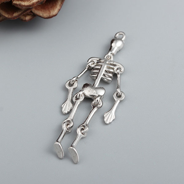 925 Sterling Silver Halloween Skull Man Charm