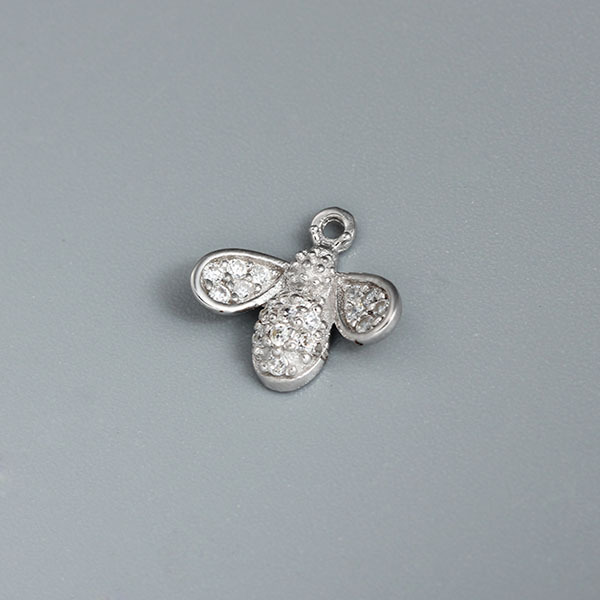 925 Sterling Silver Cute Cubic Zirconia Pave Bee Charm