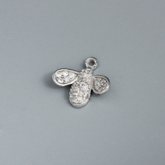 925 Sterling Silver Cute Cubic Zirconia Pave Bee Charm