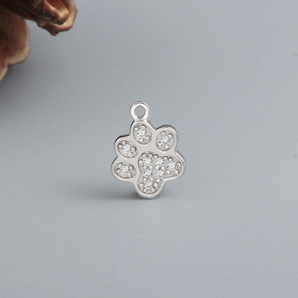 925 Sterling Silver Cute Dog Paw Charm