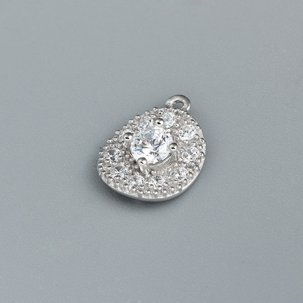 925 Sterling Silver Cubic Zirconia Oval Charm