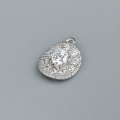 925 Sterling Silver Cubic Zirconia Oval Charm