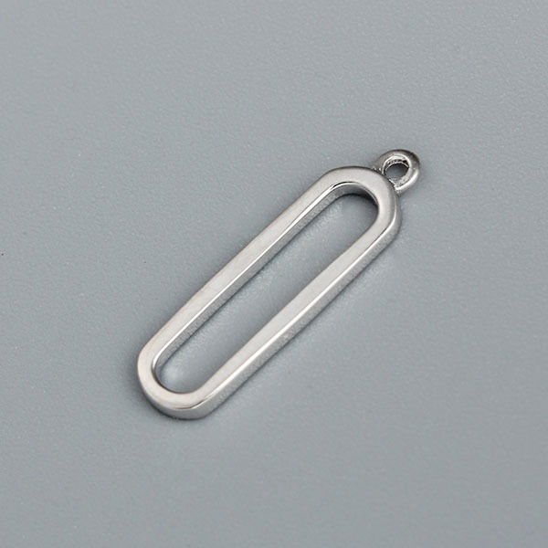 925 Sterling Silver Long Oval Ring Dangle Charm