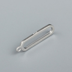 925 Sterling Silver Long Oval Ring Dangle Charm