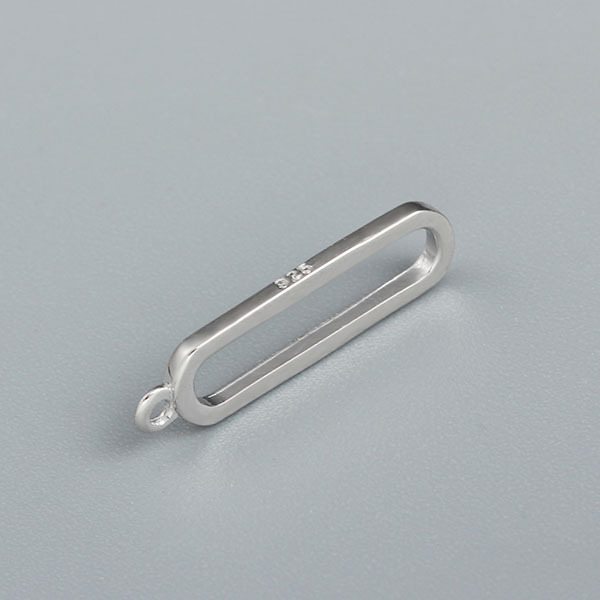 925 Sterling Silver Long Oval Ring Dangle Charm