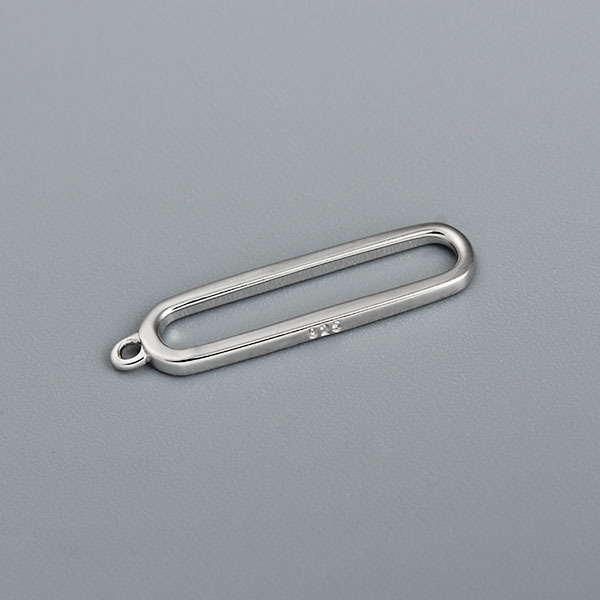 925 Sterling Silver Long Oval Ring Charm
