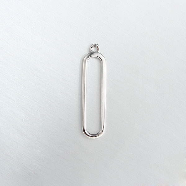 925 Sterling Silver Long Oval Ring Charm