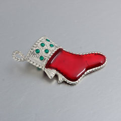 925 Sterling Silver Enamel Christmas Sock Charms