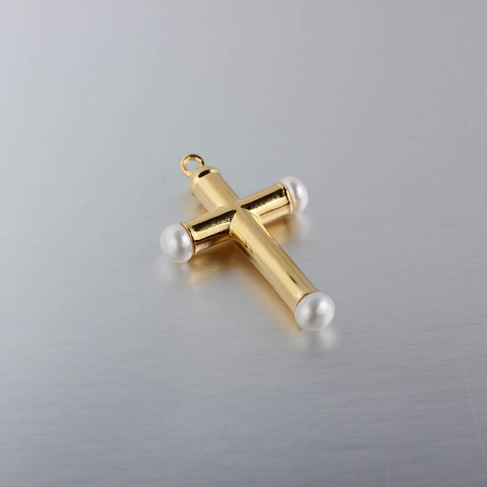 925 Sterling Silver Pearl Cross Charms