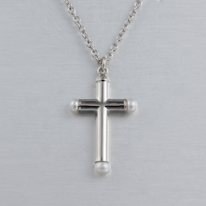 925 Sterling Silver Pearl Cross Charms