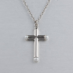 925 Sterling Silver Pearl Cross Charms