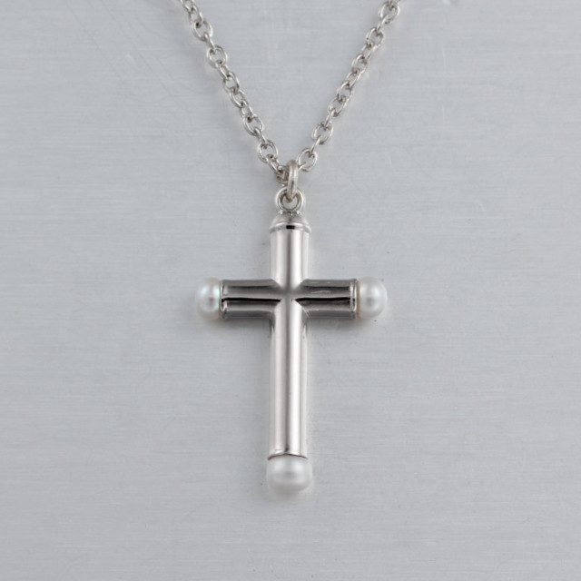 925 Sterling Silver Pearl Cross Charms