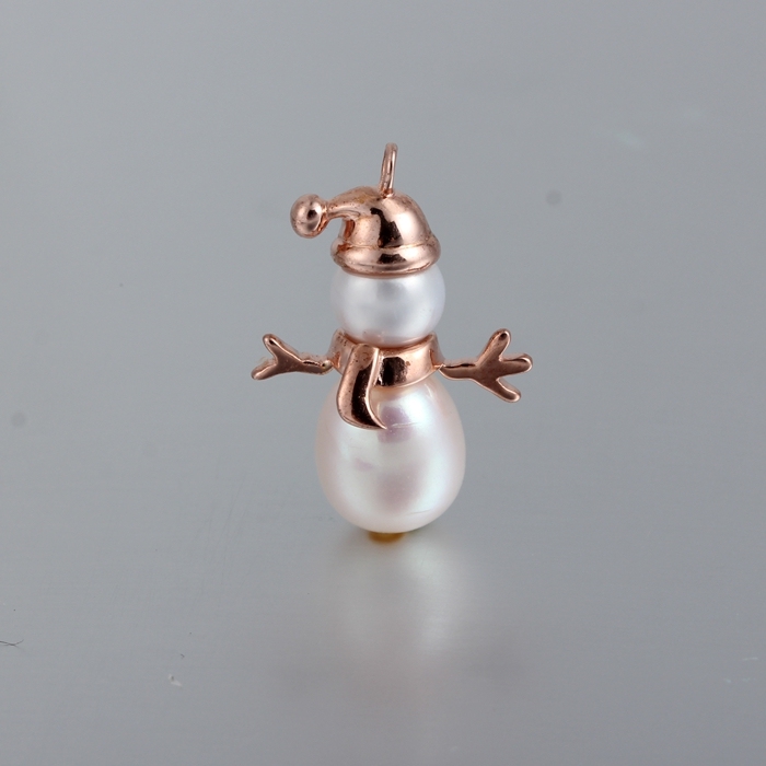 925 Sterling Silver Double Pearl Snowman Charms