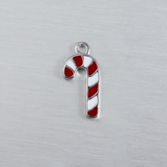 925 Sterling Silver Enamel Candy Cane Charm