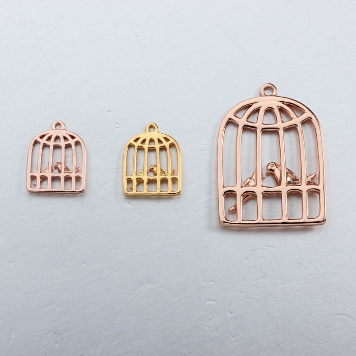925 Sterling Silver Bird Cage Charm -Smaller Size