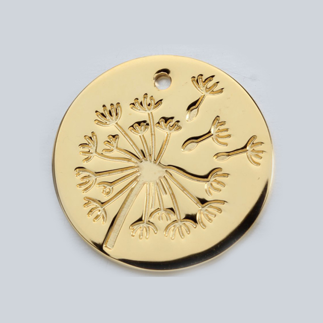 925 Sterling Silver Dandelion Engraved Coin Charms