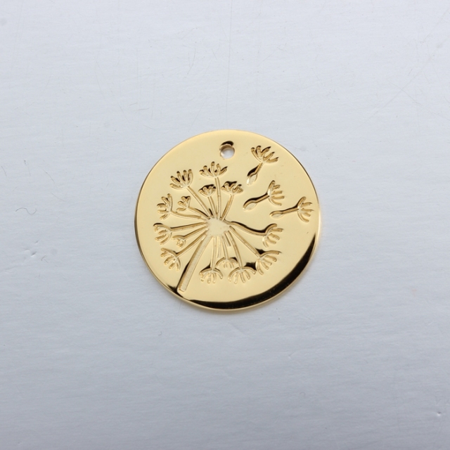 925 Sterling Silver Dandelion Engraved Coin Charms