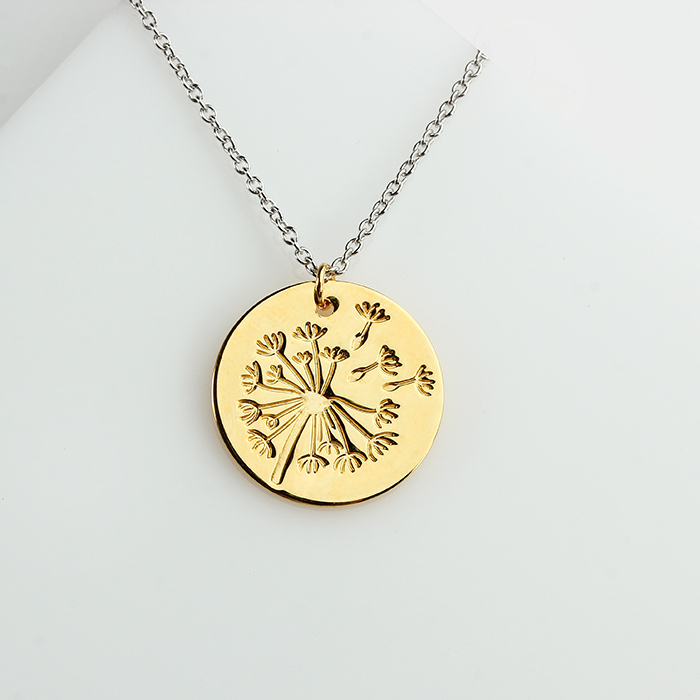 925 Sterling Silver Dandelion Engraved Coin Charms