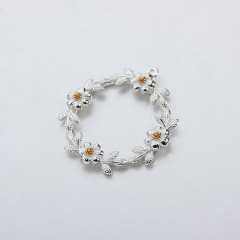 Two-Tone 925 Sterling Silver Flower Wreath Charms