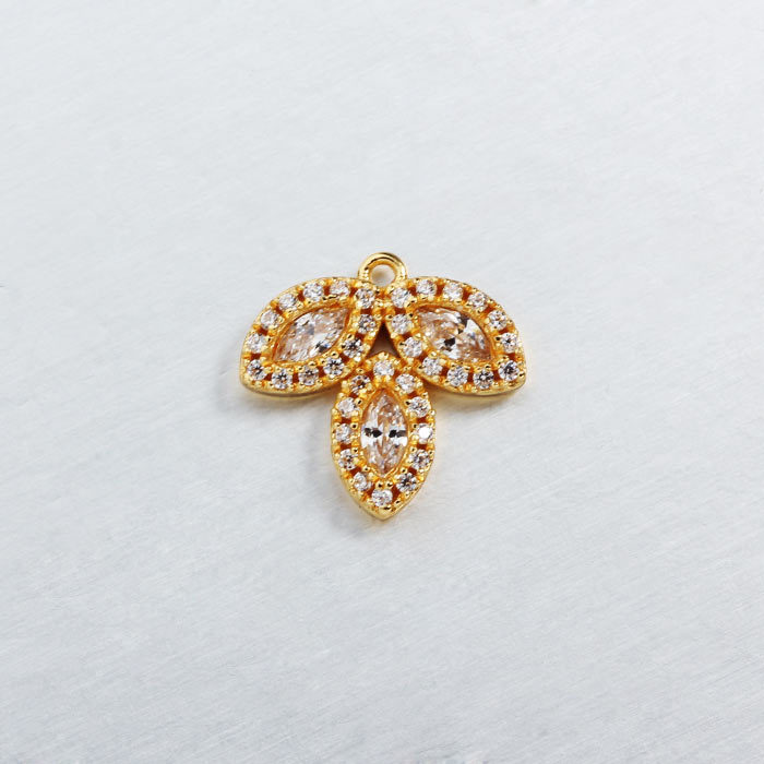 925 Sterling Silver Cubic Zirconia Leaf Charms