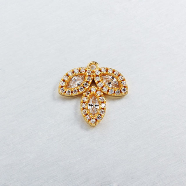 925 Sterling Silver Cubic Zirconia Leaf Charms