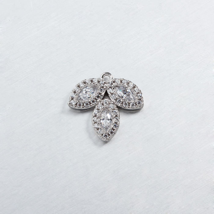925 Sterling Silver Cubic Zirconia Leaf Charms