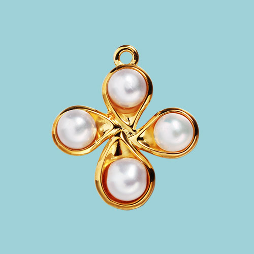 925 Sterling Silver Pearls Flower Charm