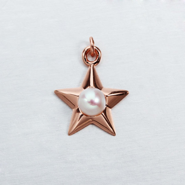 925 Sterling Silver Pearl Star Charms