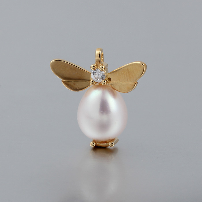 925 Sterling Silver Cute Pearl Wing Charm