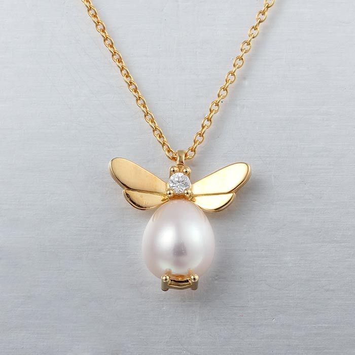 925 Sterling Silver Cute Pearl Wing Charm