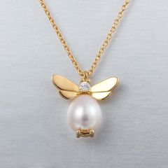 925 Sterling Silver Cute Pearl Wing Charm