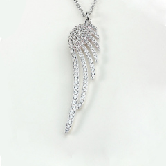 925 Sterling Silver Cubic Zirconia Pave Angel Wing Charm