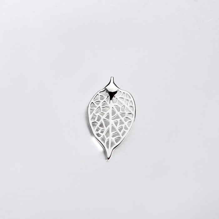 925 Sterling Silver Filigree Leaf Charm Jewelry -20mm