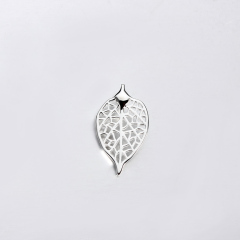 925 Sterling Silver Filigree Leaf Charm Jewelry -20mm