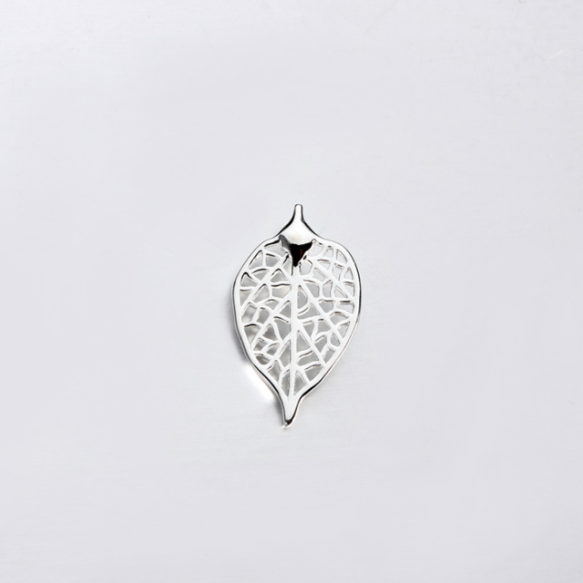 925 Sterling Silver Filigree Leaf Charm Jewelry -20mm