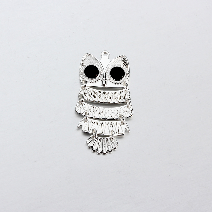 925 Sterling Silver Enamel Flexible Owl Charm