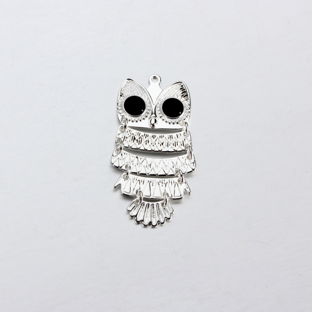 925 Sterling Silver Enamel Flexible Owl Charm