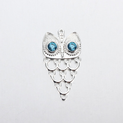 925 Sterling Silver Cubic Zirconia Owl Charm