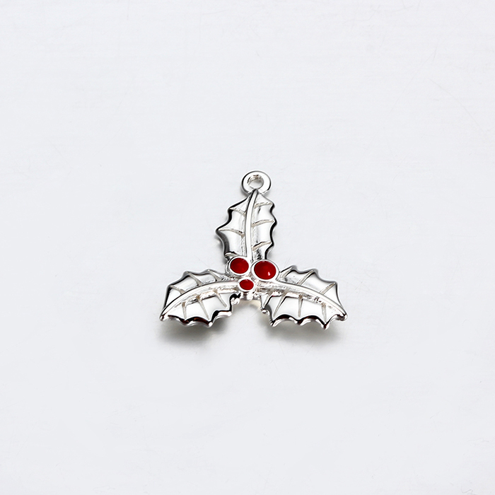 925 Sterling Silver Christmas Leaf Charms