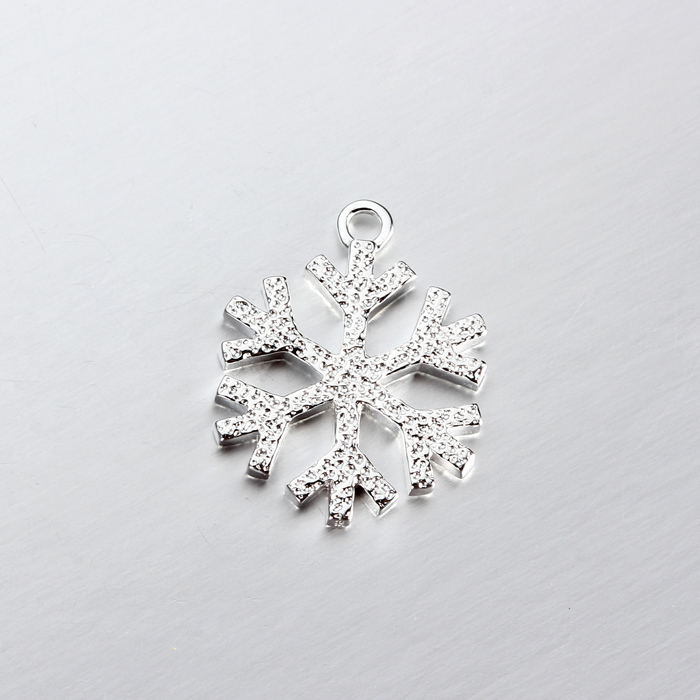 925 Sterling Silver Hammered Snowflake Charms -18mm
