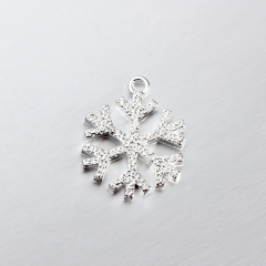 925 Sterling Silver Hammered Snowflake Charms -18mm