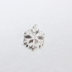 925 Sterling Silver Hammered Snowflake Charms -12mm