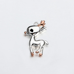 925 Sterling Silver Solid 3D Cute Deer Charm