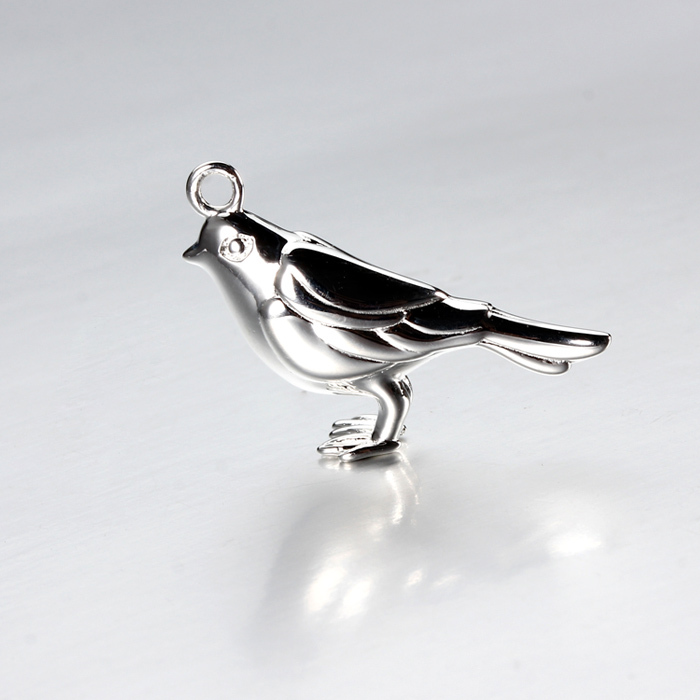 925 Sterling Silver Solid 3D Bird Charm