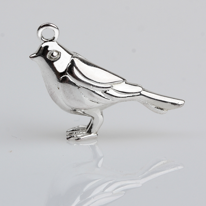 925 Sterling Silver Solid 3D Bird Charm