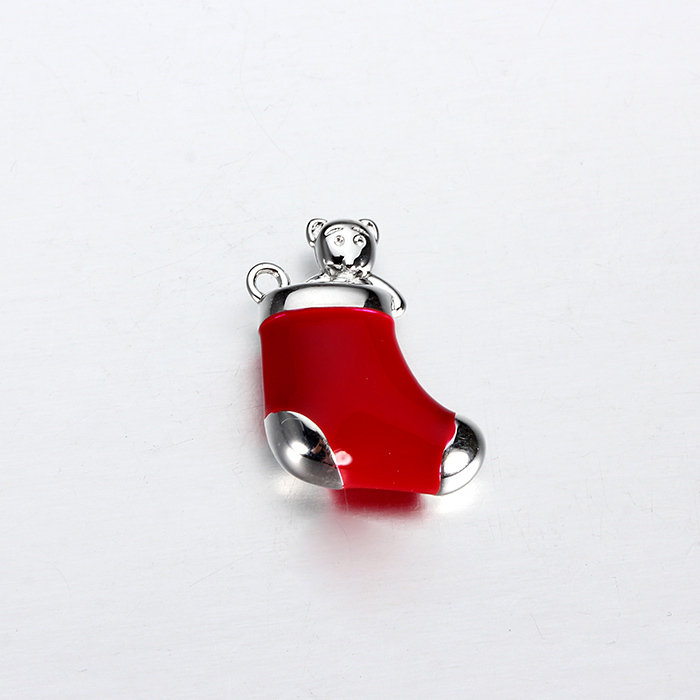 Christmas Stocking 925 Silver Enamel Charms